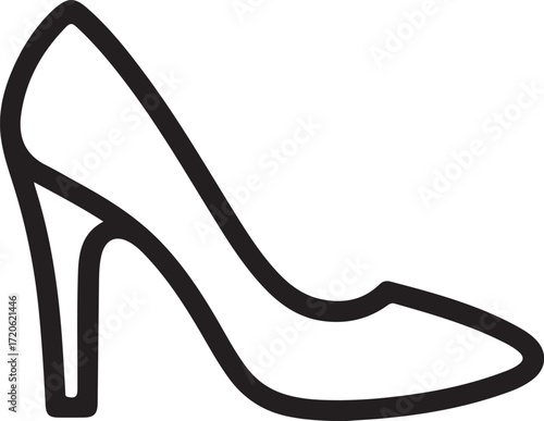 Simple line art icon of a classic high heel shoe