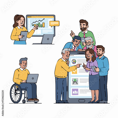 Diverse Team Collaboration Inclusive Workplace and Digital Strategies