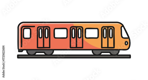 Modern Orange City Train Subway Metro Railroad Transportation Icon Illustration
