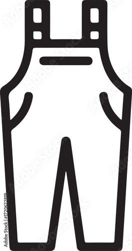 Simple line art icon of denim overalls or dungarees