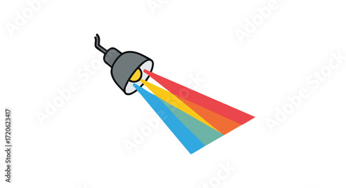 Illustration of a lamp shining colorful light rays.