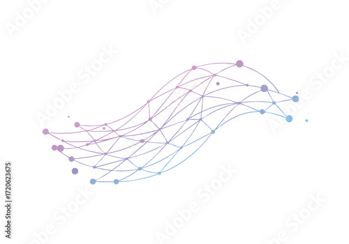 Abstract Wave of Connected Dots and Lines Network Technology and Data Visualization