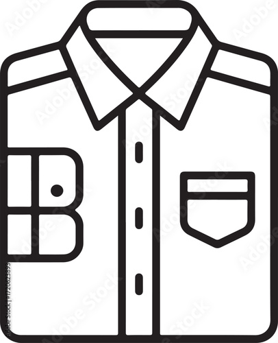 Simple line art icon of a folded button down shirt