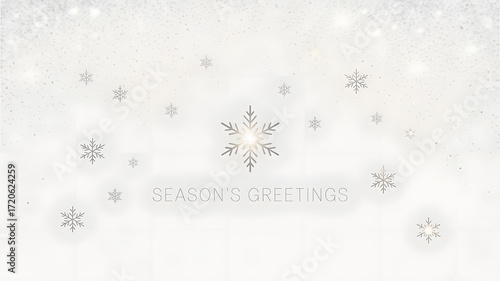 Elegant winter background with silver snowflakes and glitter, isolated on white background