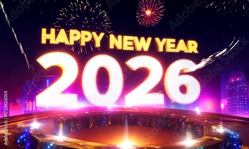 Happy New Year 2026 in Sparkling Lights