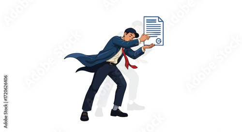 Urgent Delivery of Important Documents Businessman Carrying a Certificate