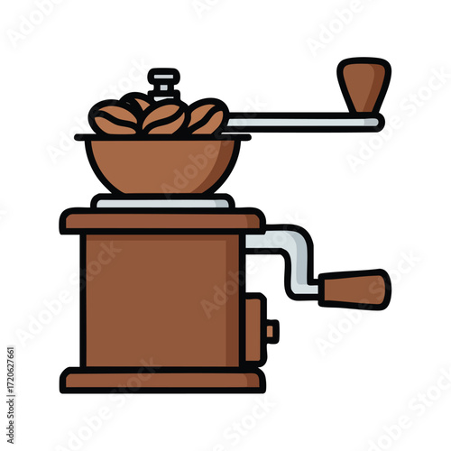 Manual Coffee Grinder Illustration Vintage Coffee Mill Icon for Cafe Restaurant and Blog