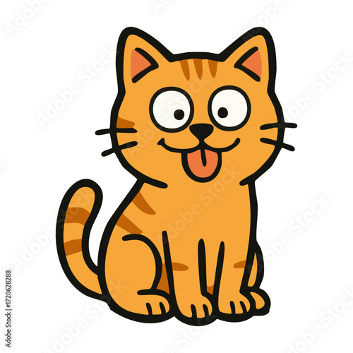 Orange tabby cat with its tongue out.