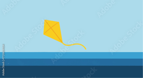 Yellow Kite Flying Over Ocean