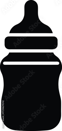 Baby Bottle Silhouette Vector Art Illustration