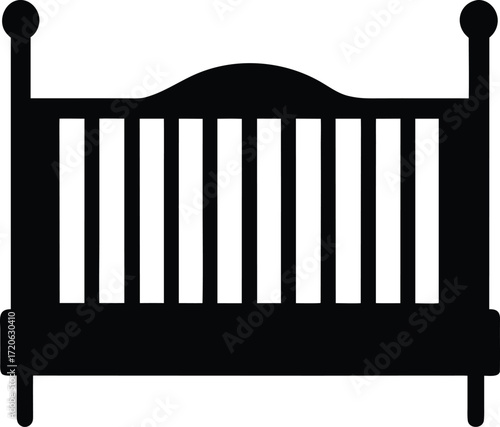 Baby Crib Furniture silhouette vector art illustration