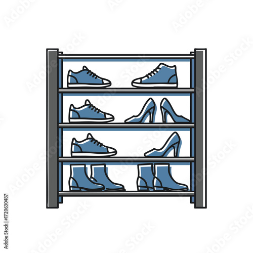 Organized Shoe Rack with Sneakers and Heels Stylish Footwear Storage Solution