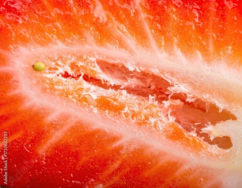 Close-up of Red Strawberry Interior