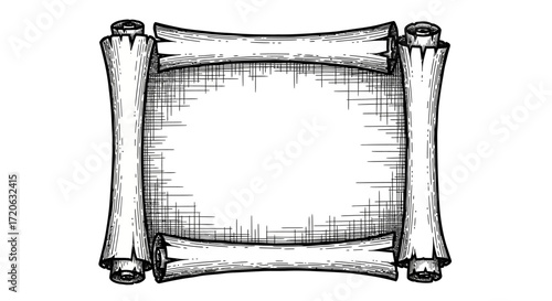 Vintage parchment scroll illustration showcasing a blank space for text or design perfect for