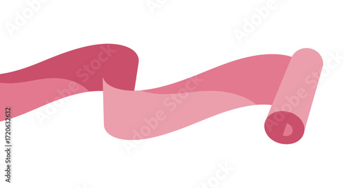 Elegant pink ribbon illustration floating gently on a white background for celebration
