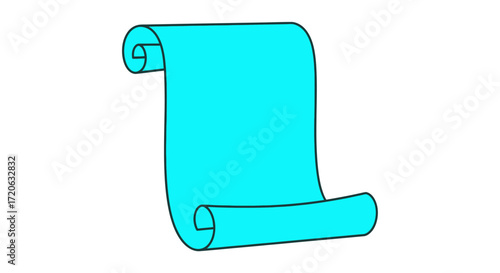 Blank blue scroll parchment paper vector for writing messages or announcements with space