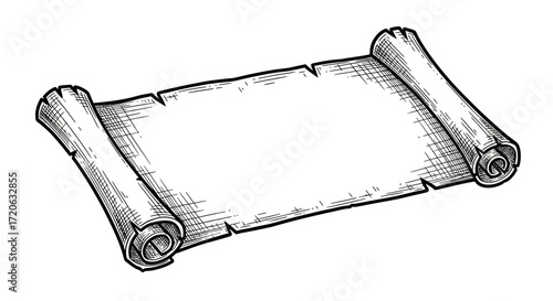 Hand drawn illustration of an ancient scroll isolated for announcements and invitations