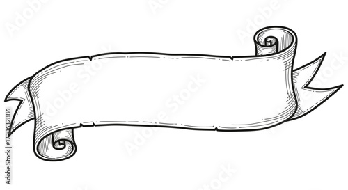 Elegant vintage scroll banner vector illustration for retro designs and calligraphy projects