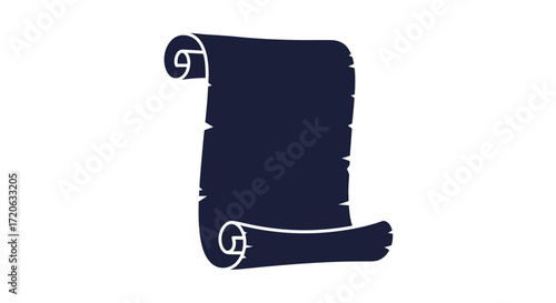 Illustration of a dark blue scroll parchment on a white background for graphic design