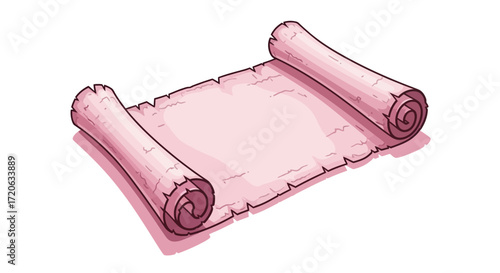 Illustration of an antique scroll design with a pink hue ideal for invitations and announcements