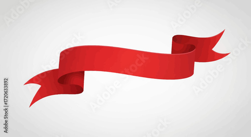 Elegant red ribbon banner with flowing design on a clean background for creative use