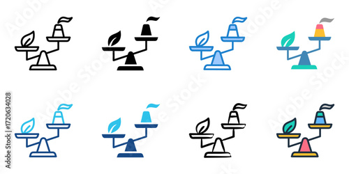 Pollution control icon set multiple style collection 

