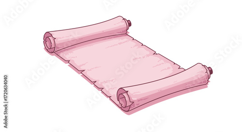 Illustration of a pink scroll perfect for fantasy and historical themed designs or invitations
