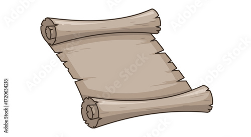 Isolated cartoon of an old scroll, perfect for adventures and storytelling themes for graphics