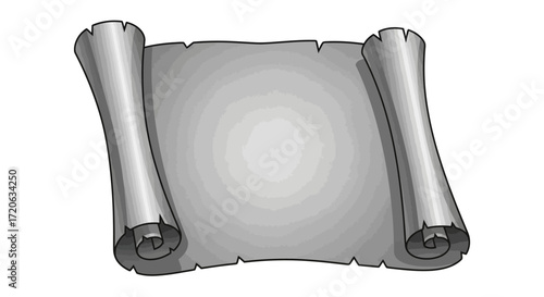 Antique parchment scroll illustration with rolled edges and jagged edges design