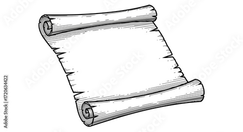 Vintage parchment scroll illustration with space for text perfect for invitations