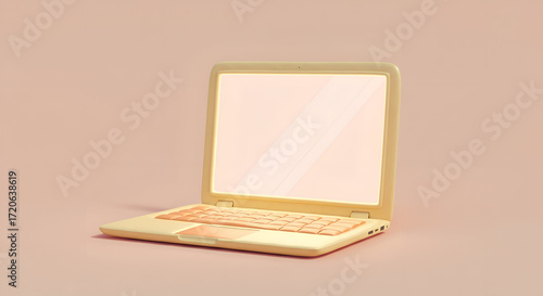3D Clay Style Laptop with Clean Background