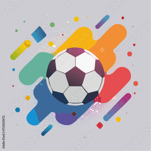 Vibrant Abstract Soccer Ball Illustration with Dynamic Shapes