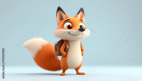 3D Clay Style Fox Character with Clean Background