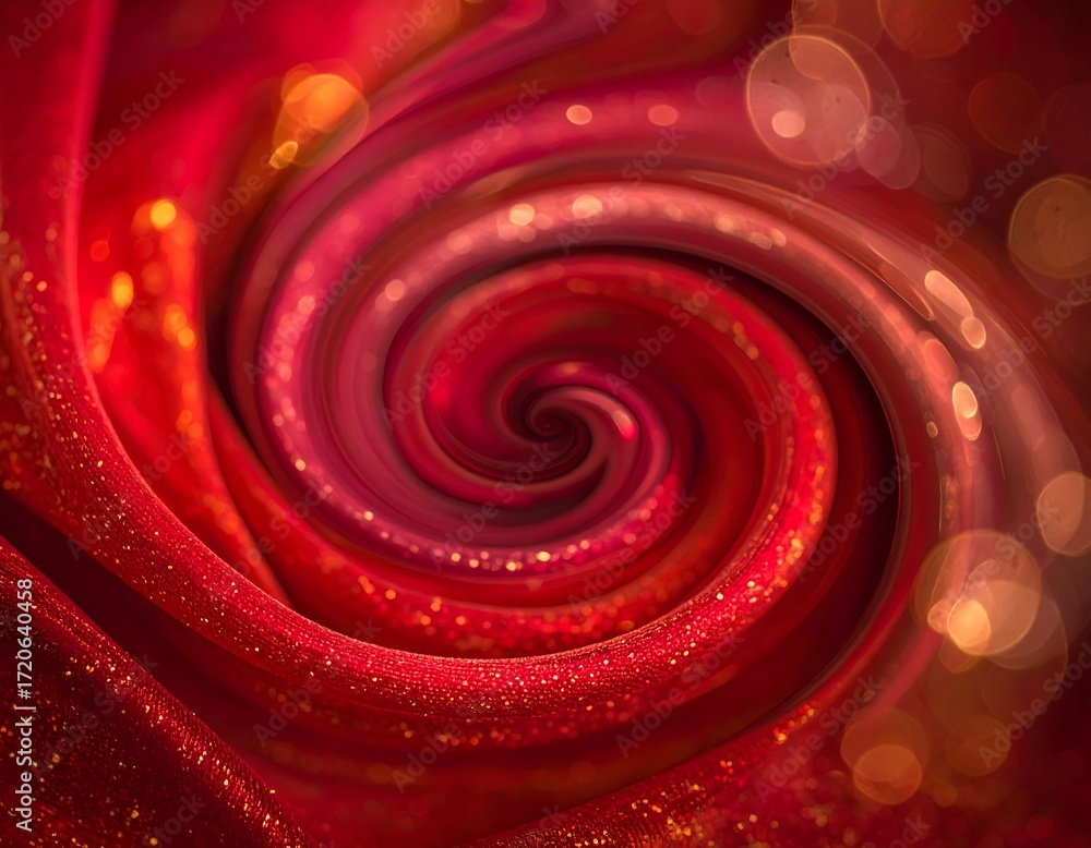 Naklejka premium Abstract swirling red fabric with golden highlights