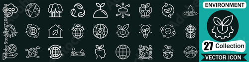 Environment care line art icons collection. Big UI icon set in a design. Vector illustration EPS10