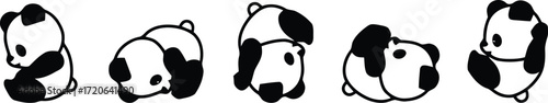 panda portraits, panda faces, panda silhouettes, black and white panda illustrations, minimalist panda graphics, abstract panda patterns, stylized panda designs, simple panda icons, monochrome panda a