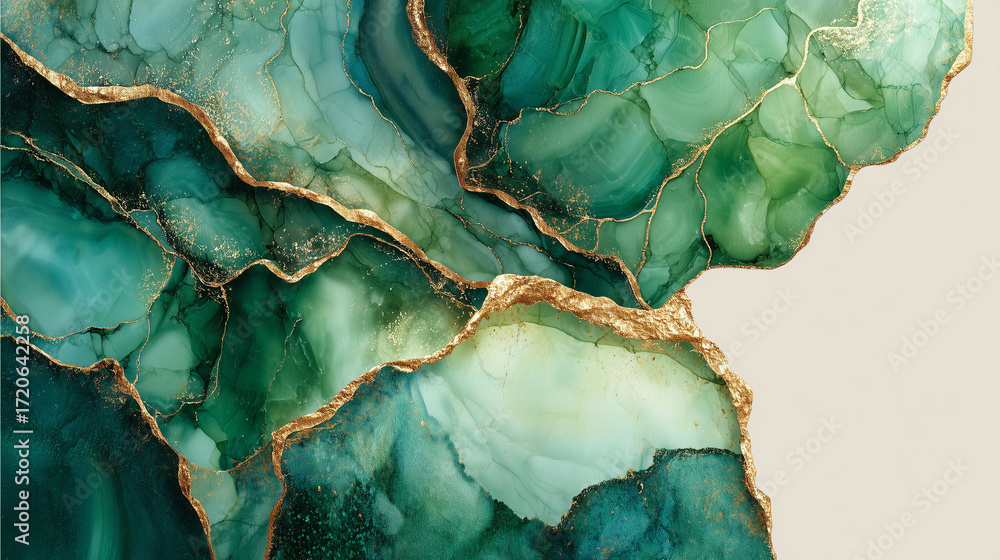 Obraz premium A single polished jade stone in deep emerald green tones, subtle marbling veins in lighter shades