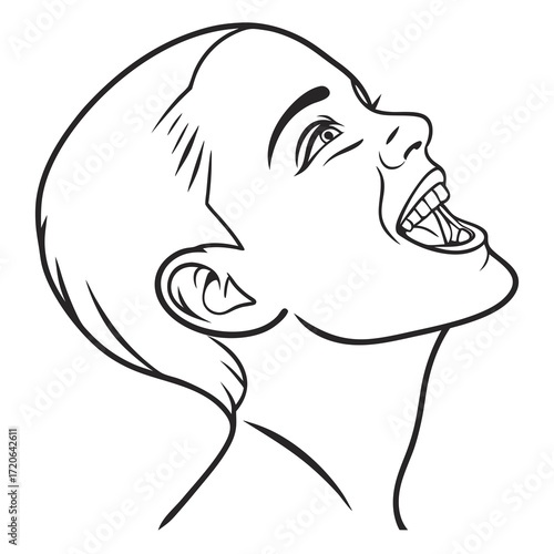 Profile View of a Persons Open Mouth Expressing Joyful Laughter