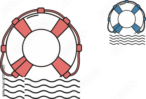 Lifeguard Float in Water Cartoon Graphic