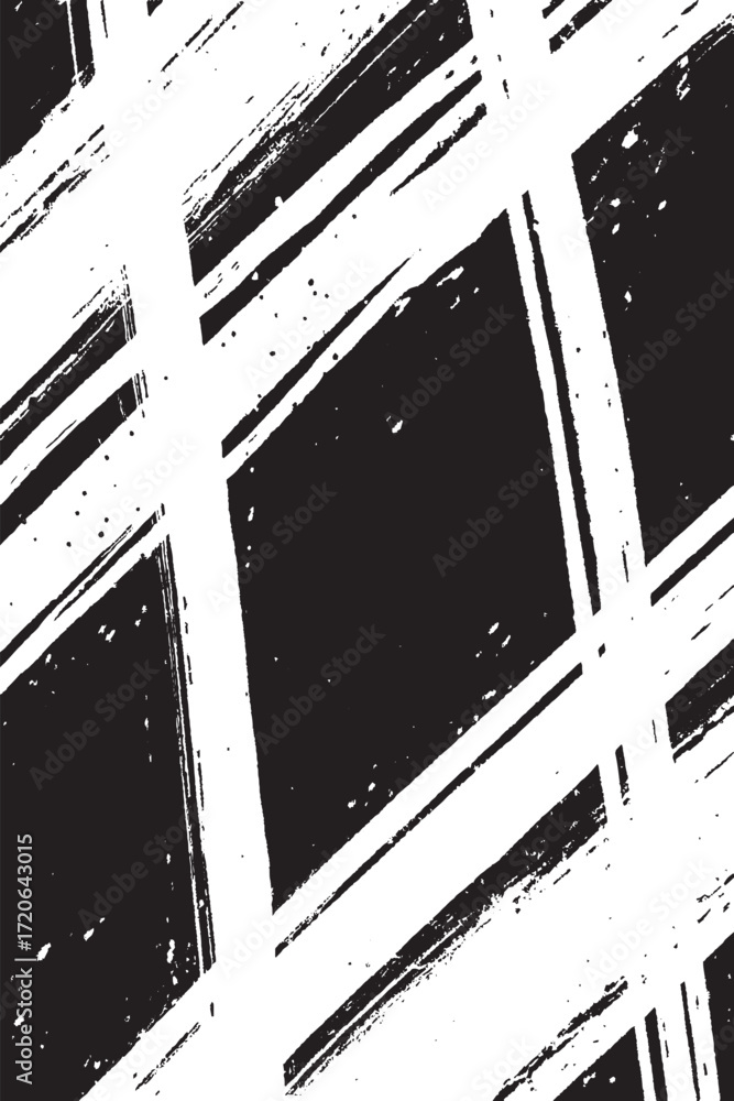 Fototapeta premium Black and White Grunge Brush Strokes Grid Pattern Abstract Vector