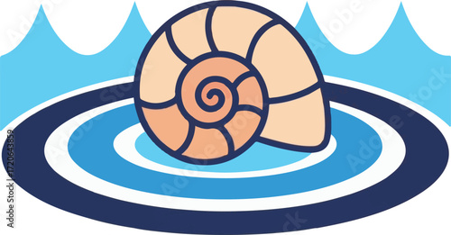 Seashell on Rippling Blue Water