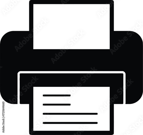 Digital Printing: A modern printer, depicted in sleek lines, diligently outputs a document, embodying the efficiency of technology.