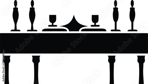 Banquet Table silhouette vector art illustration