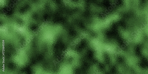 Green fur texture. Green neon lights on black background. Blurry glass texture effect.