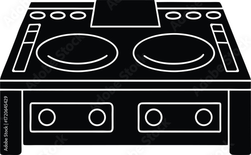 DJ Console silhouette vector art illustration