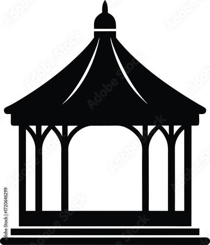 Gazebo silhouette vector art illustration