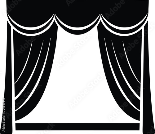 Stage Curtain Silhouette Vector Art Illustration