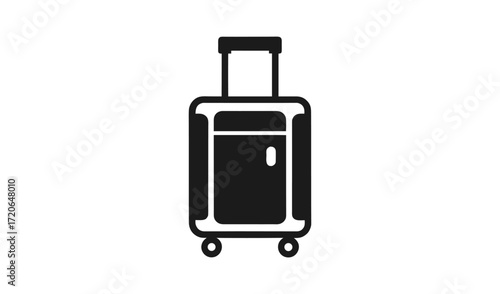 Modern black rolling suitcase with extended handle and wheels