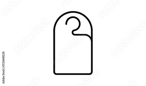 Blank white door hanger tag with rounded top and cutout for hanging