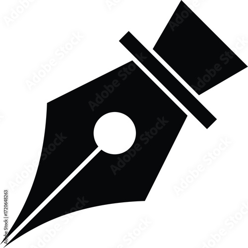 fountain pen nib, abstract geometry, minimalist, black and white
